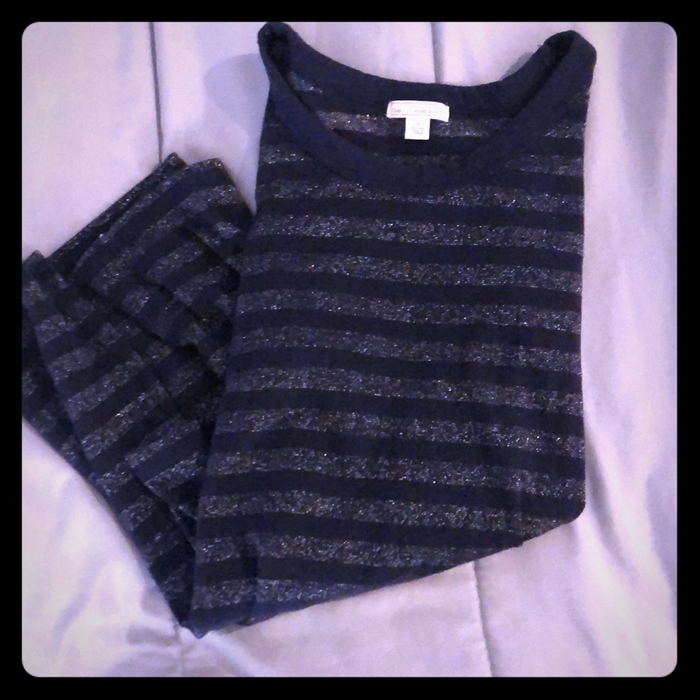Gap 3/4 sleeves navy blue sparkle top EUC